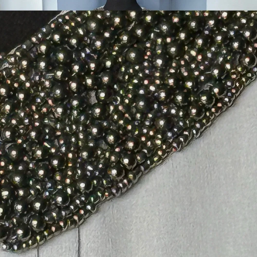 Dorothy Perkins NWT Beaded Collar‎ Chiffon Dress Grey UK 10 US 6 Cocktail